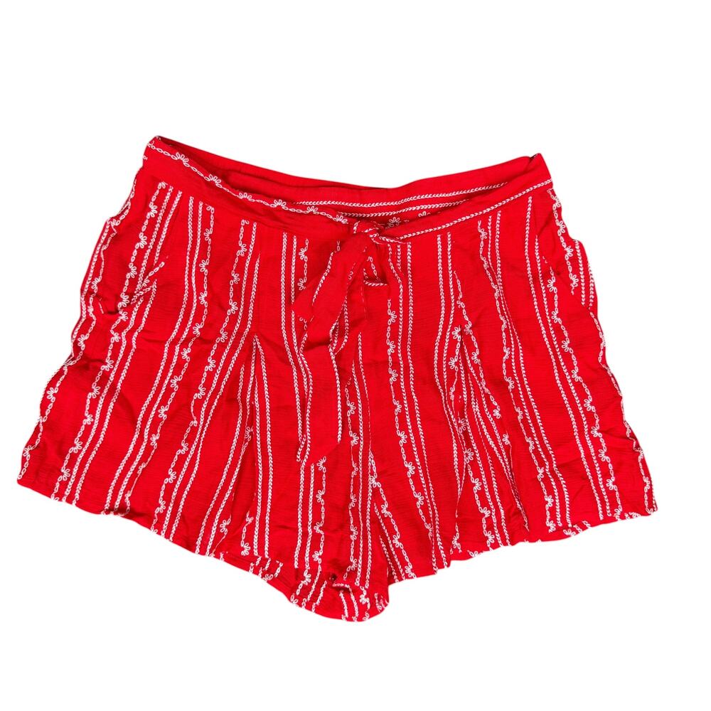 VICI Richie Pocketed Embroidered Tie Shorts Red White Large